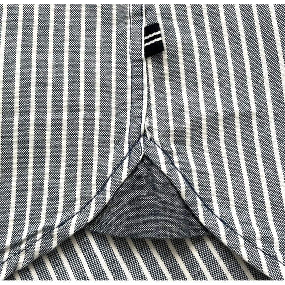 Nautica Mens Striped Shirt Size M Blue-Gray Solid Trim Pocket Embroidered Logo - Picture 7 of 9